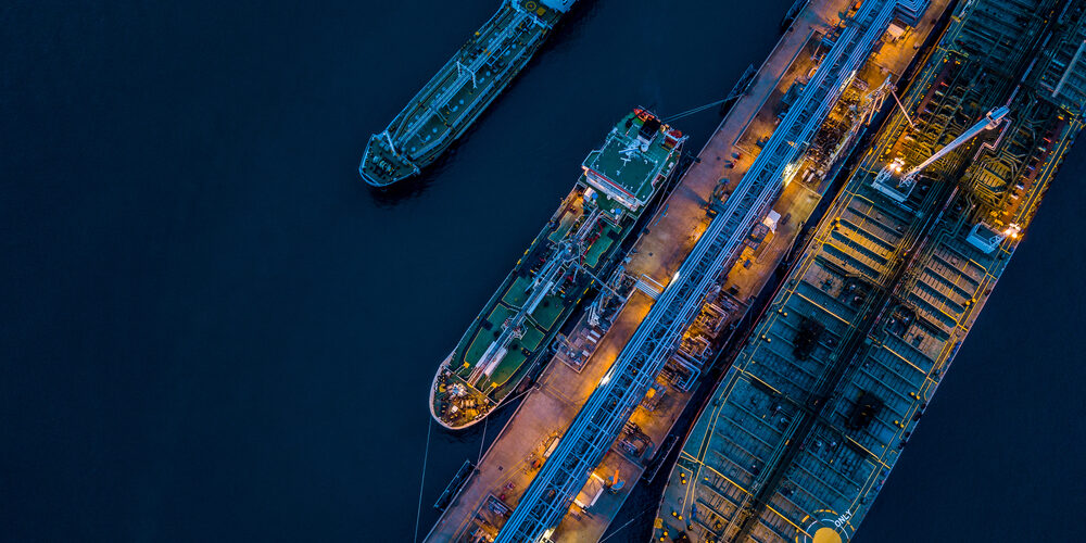 Aerial,View,Oil,And,Gas,Tanker,Cargo,Ship,Offshore,At